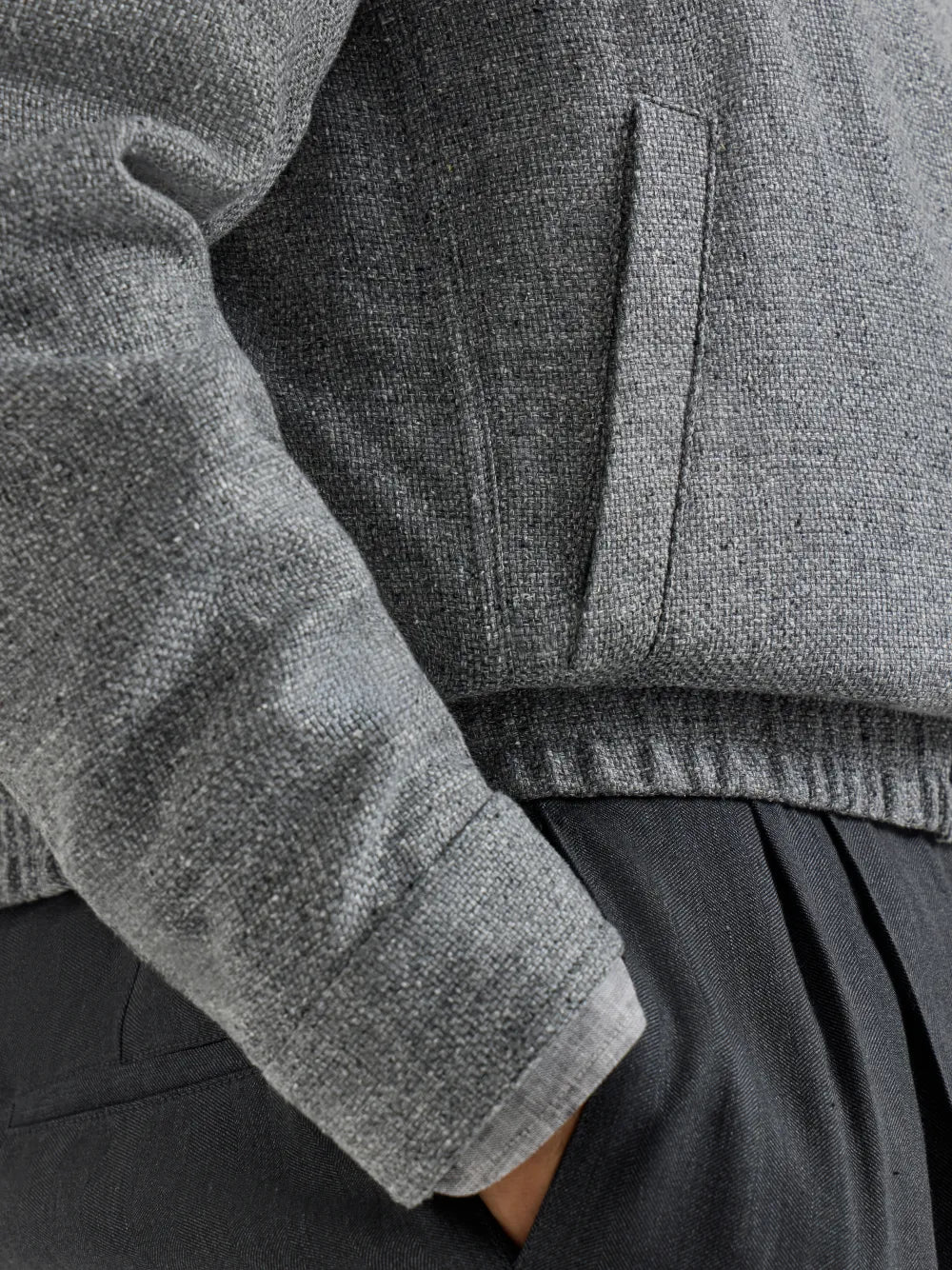 stand collar hopsack outerwear jacket