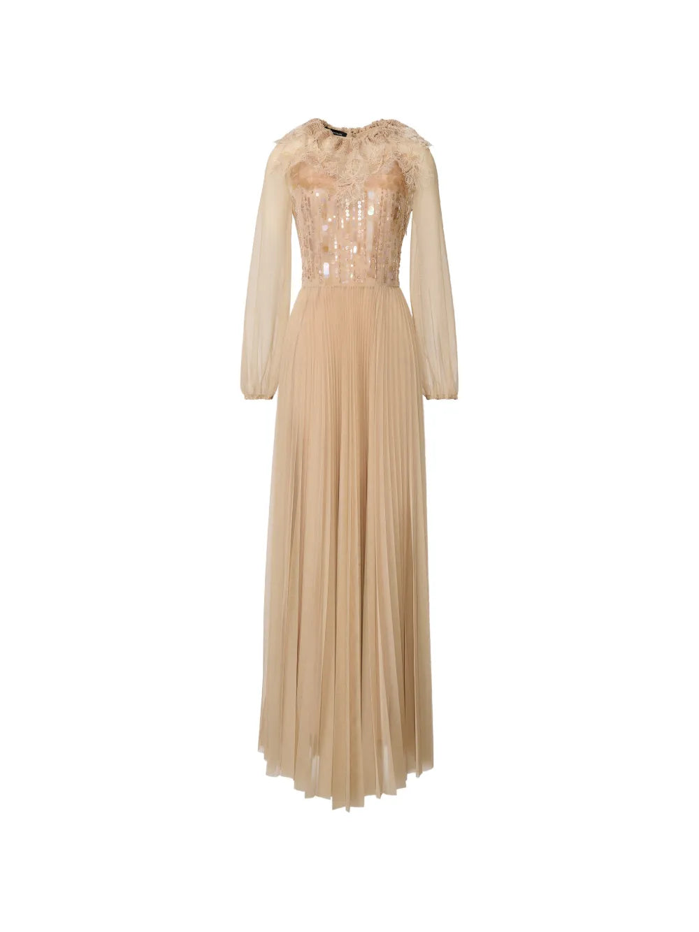 vestido plisado de lentejuelas