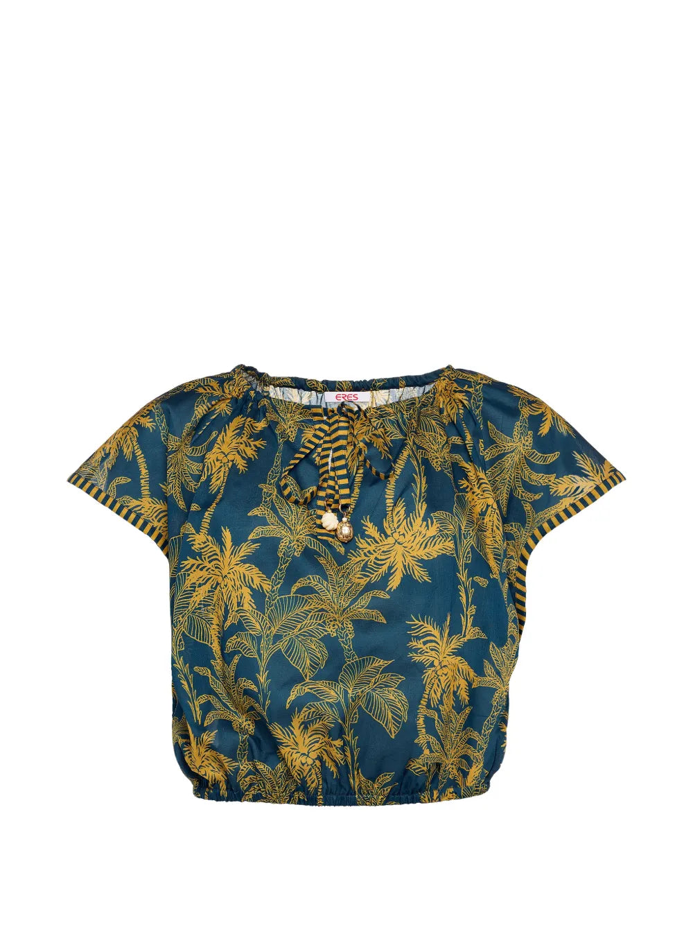 Top de cocodrilo con estampado de palmeras