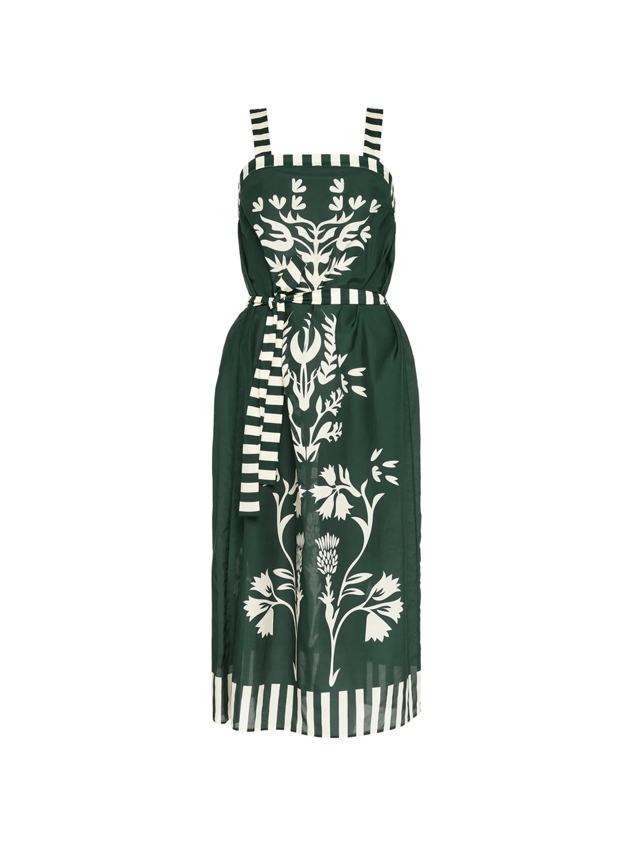Vestido midi Lakshya a rayas con estampado floral