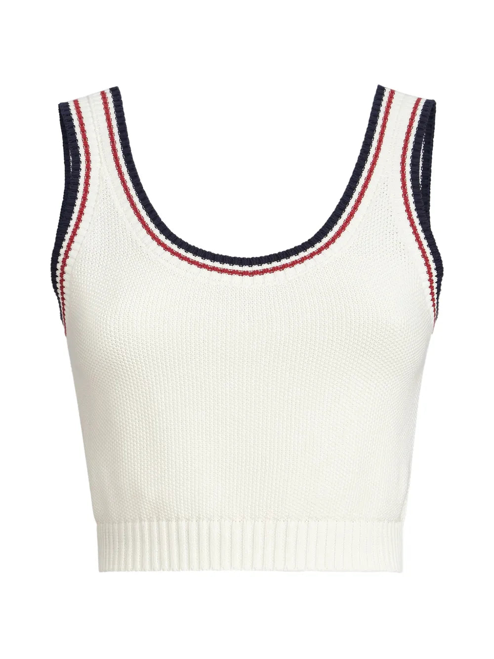cotton piqué-effect knit crop top