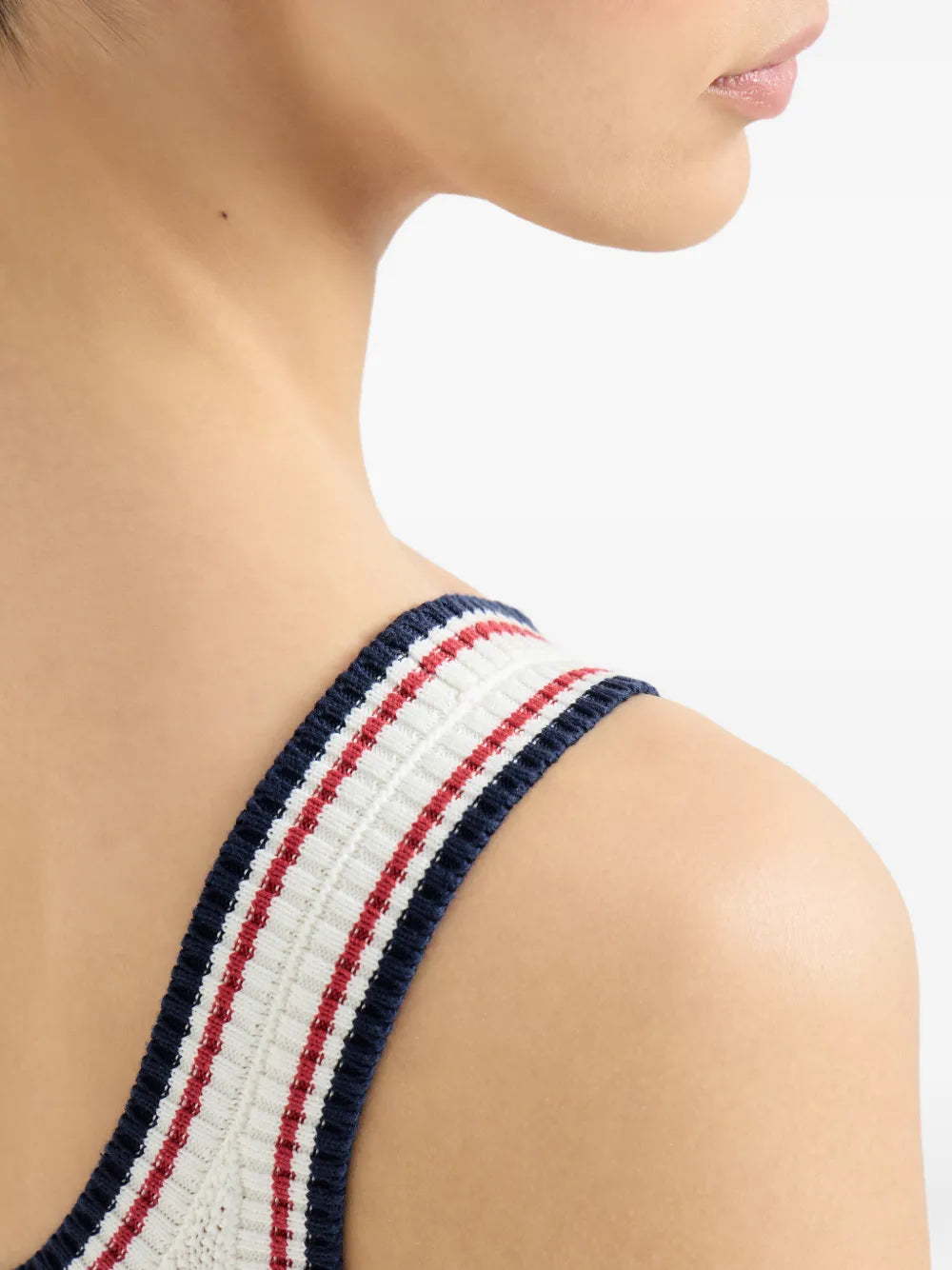 cotton piqué-effect knit crop top