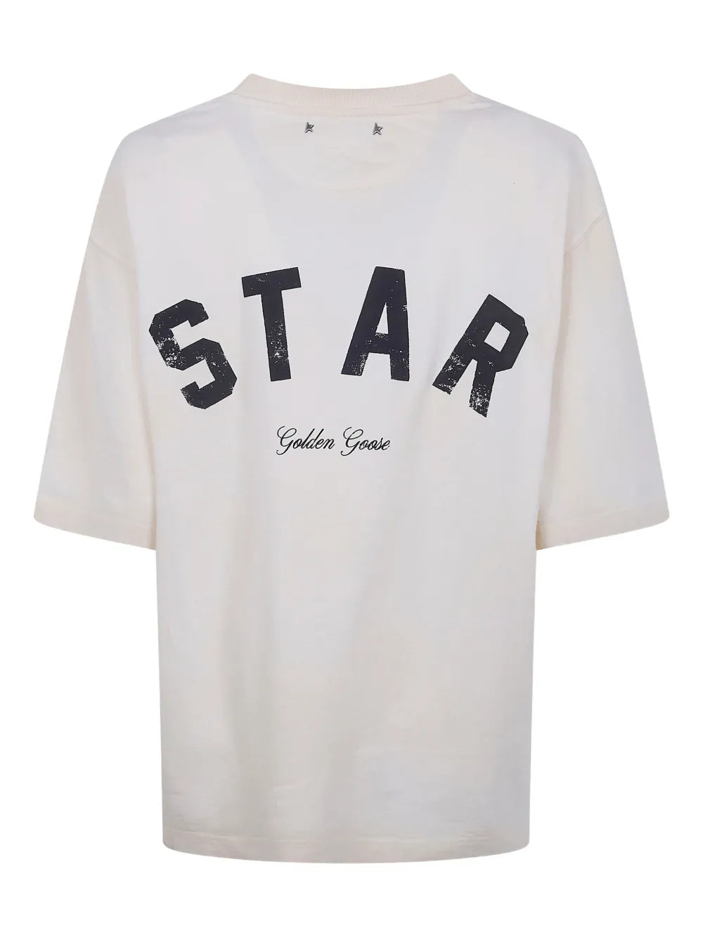 Star cotton T-shirt in white with black print on the back
