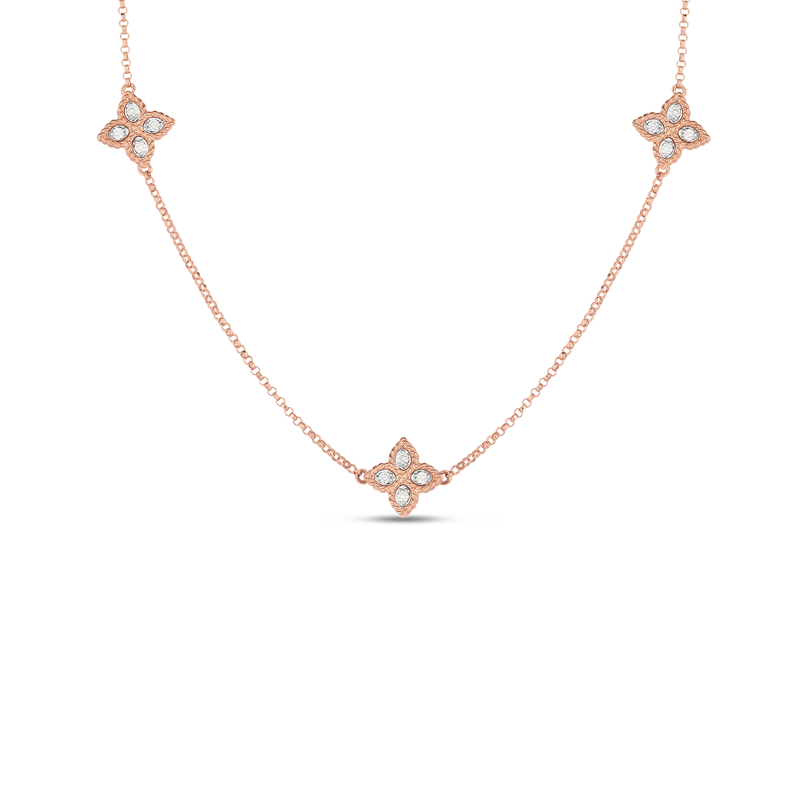 Collar de oro rosa de 18kt con diamantes Princess Flower