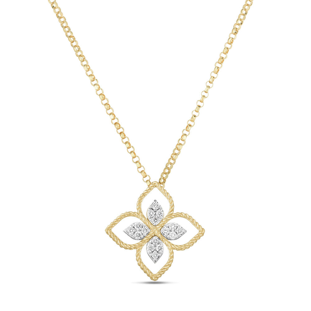 18kt yellow gold Princess Flower Dubai diamond necklace