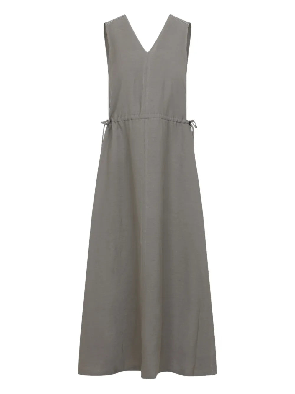 vestido midi con cuello en V 