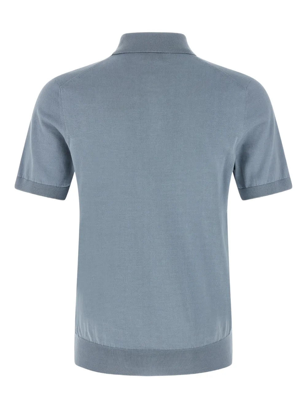 contrasting-piping cotton polo shirt