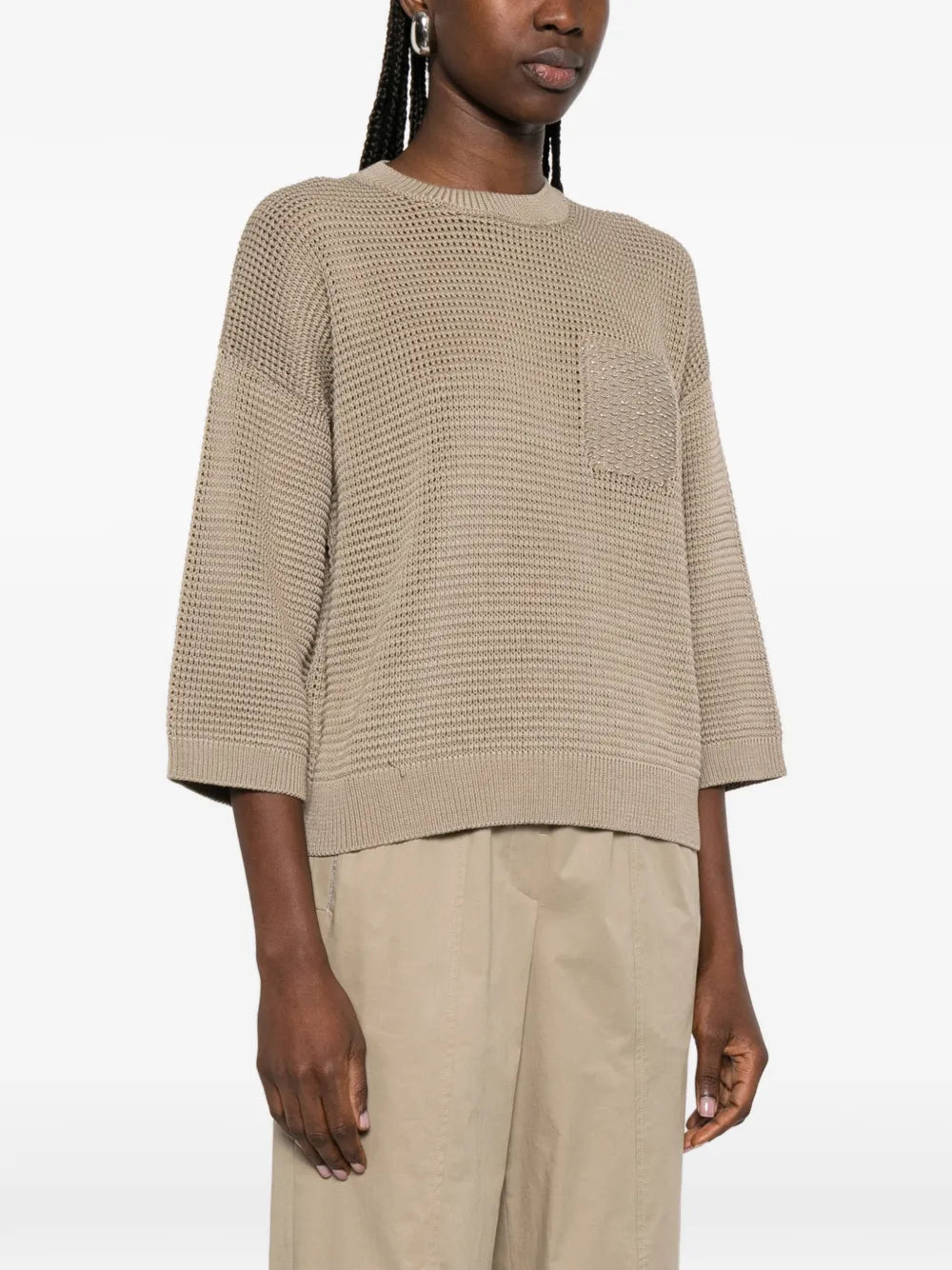 metallic-detail sweater