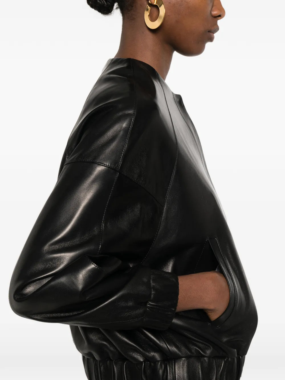 chaqueta de cuero acanalada