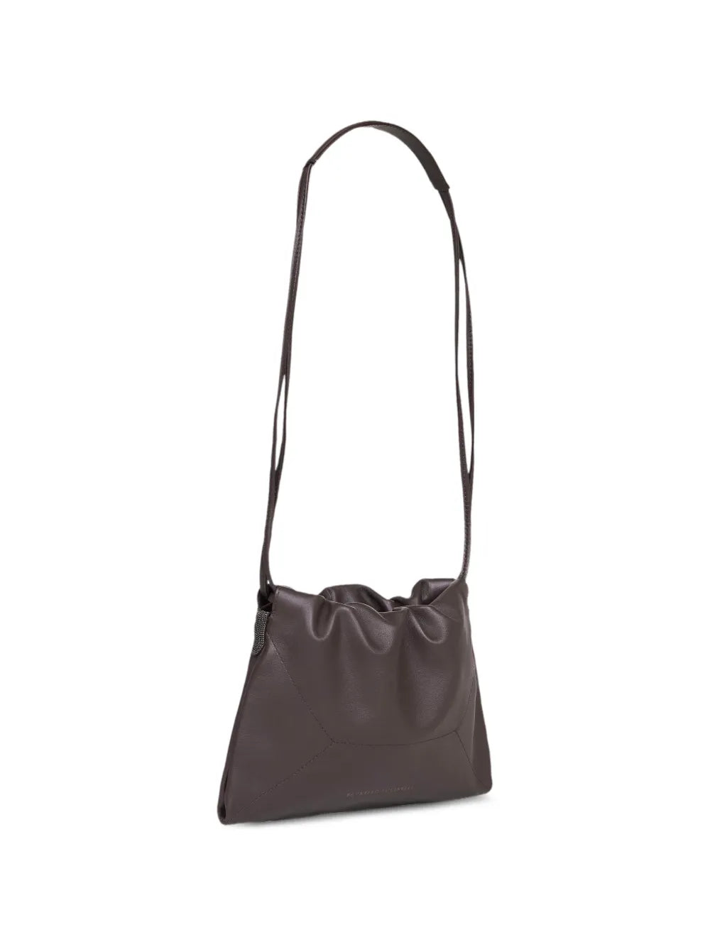 gathered leather shoulder bag