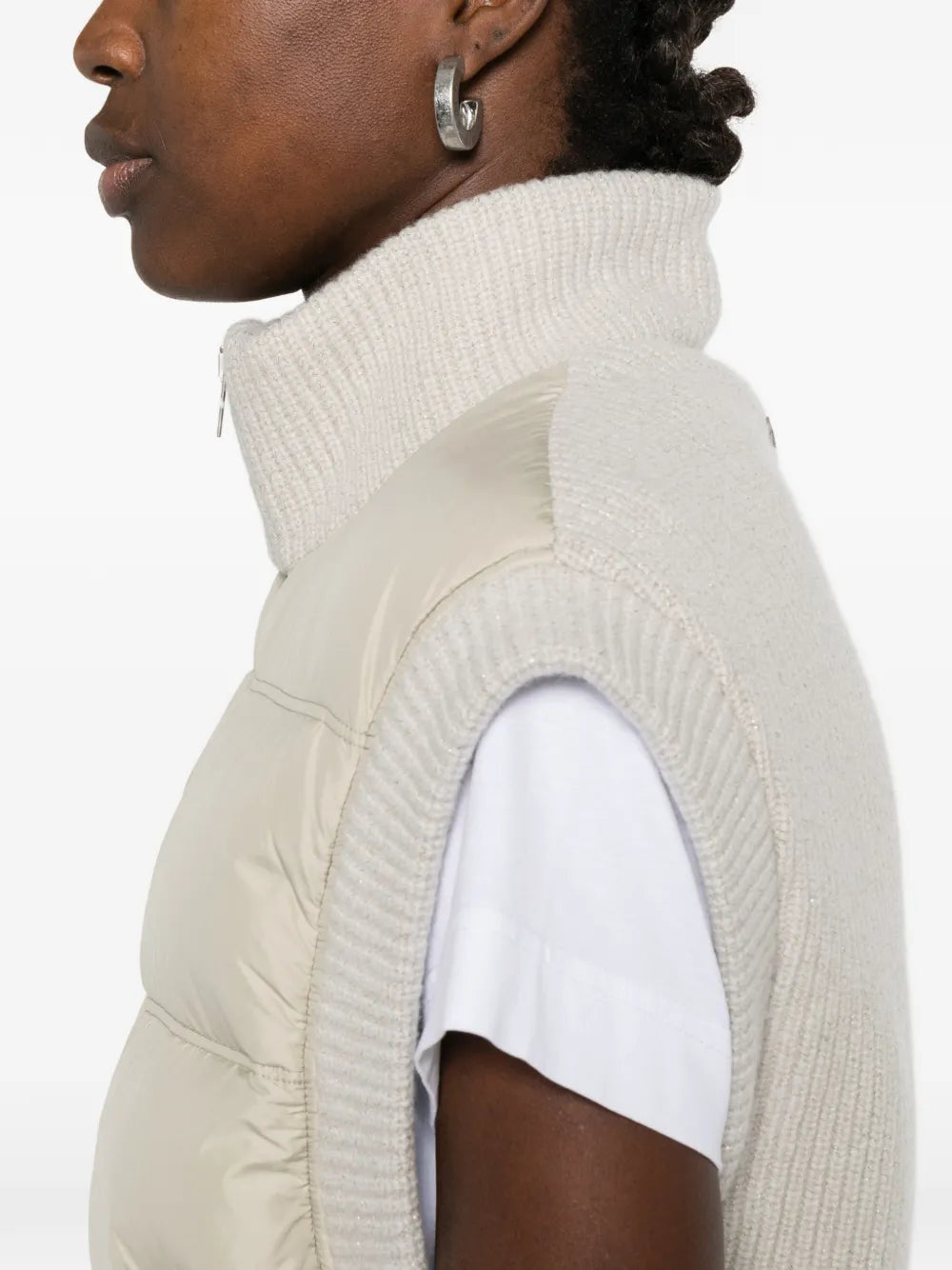 quilted ribbed gilet