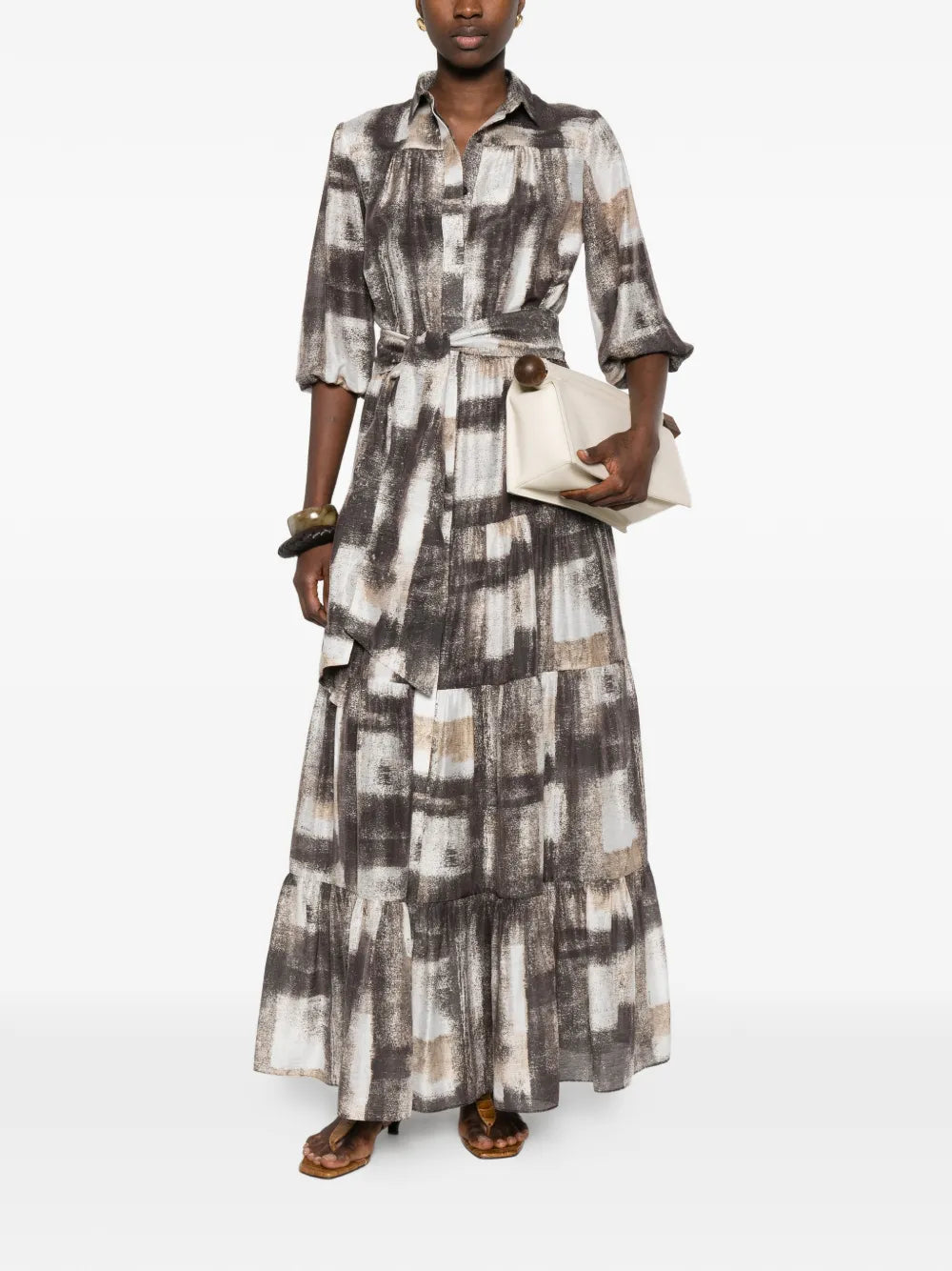 tie-waist tiered maxi dress