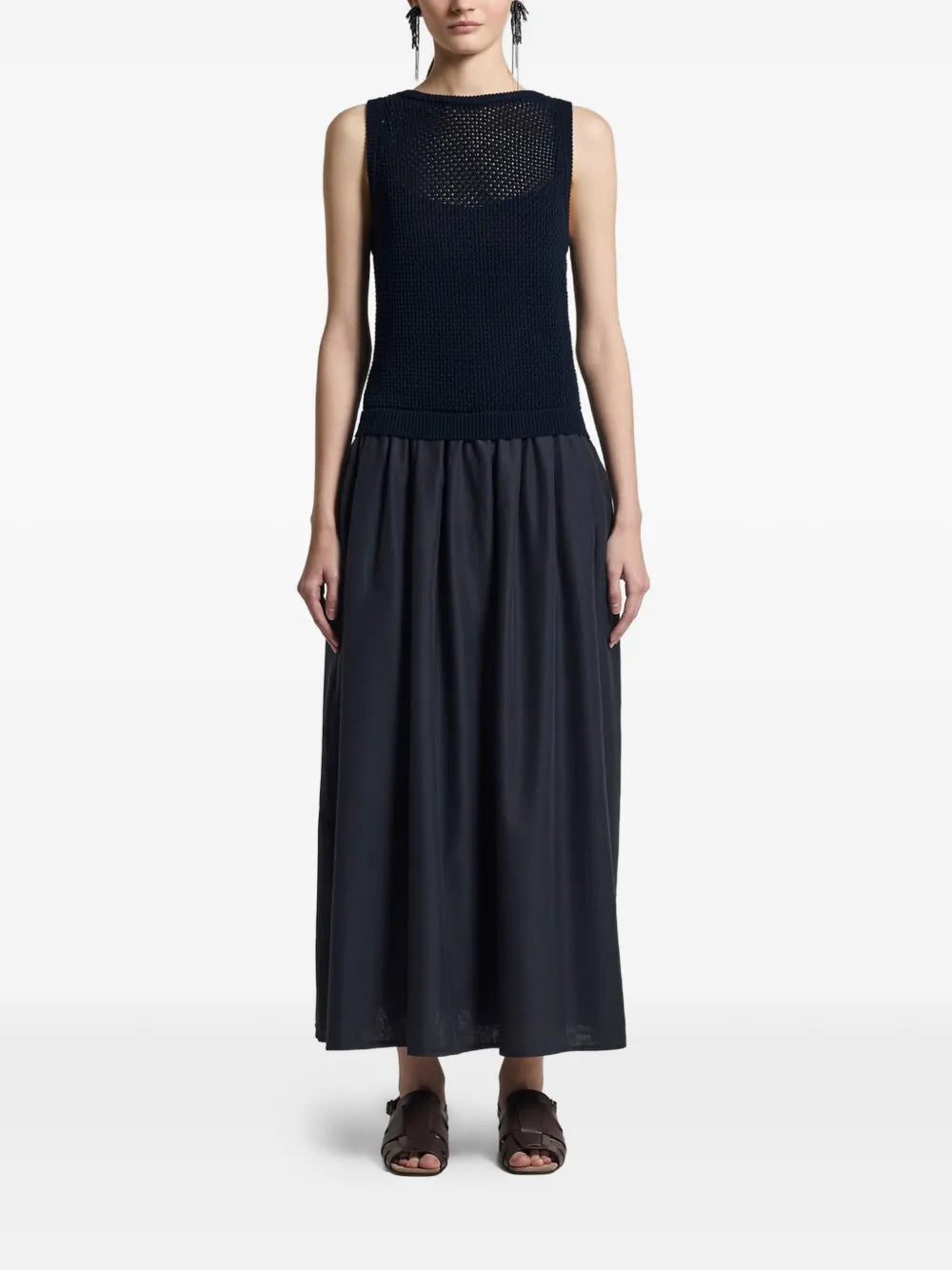 open-knit sleeveless maxi dress