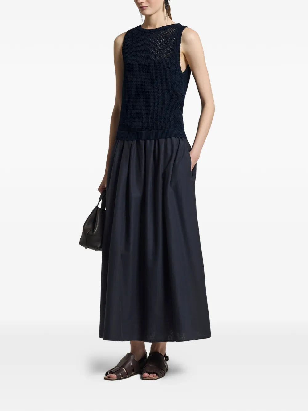 open-knit sleeveless maxi dress