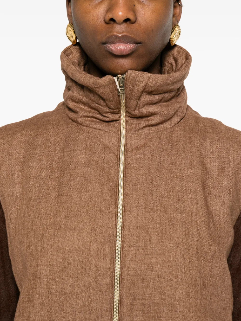 funnel-neck zip gilet
