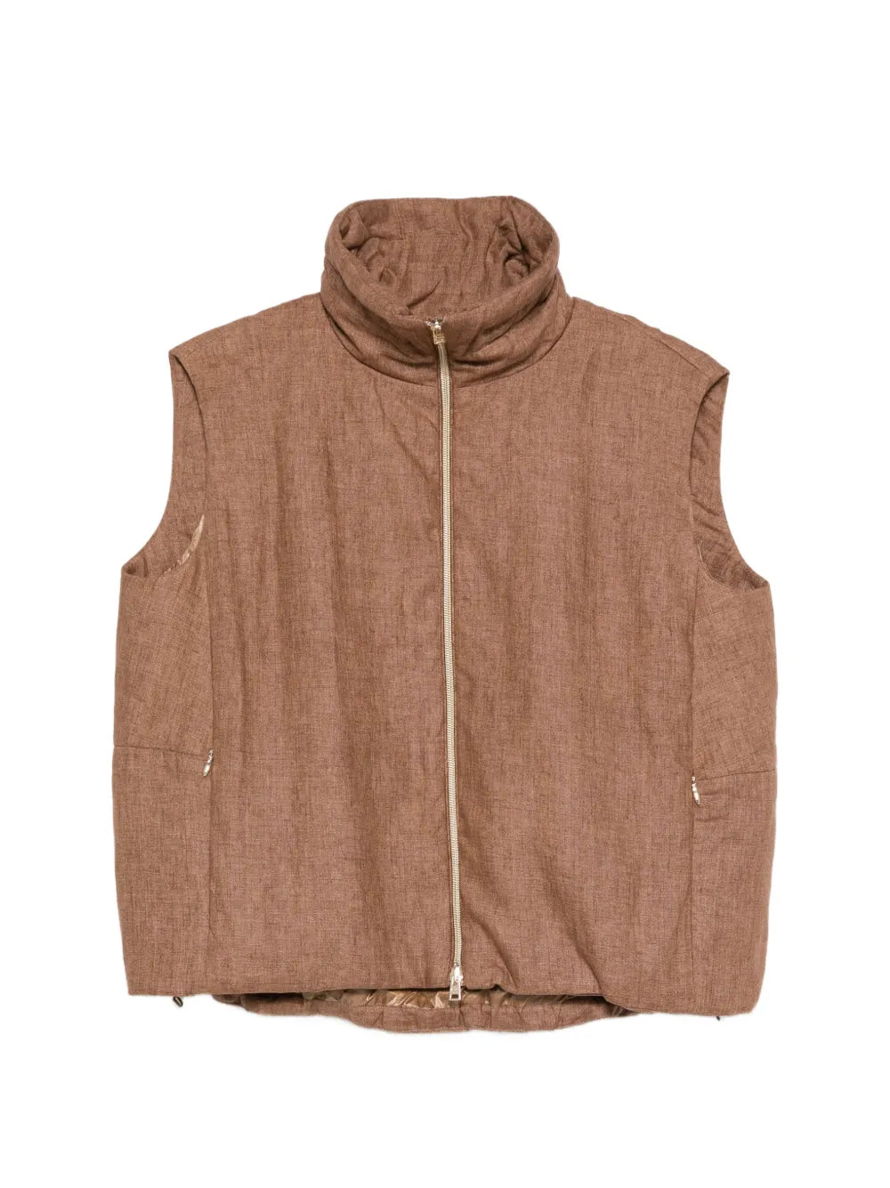 chaleco con cuello chimenea y cremallera