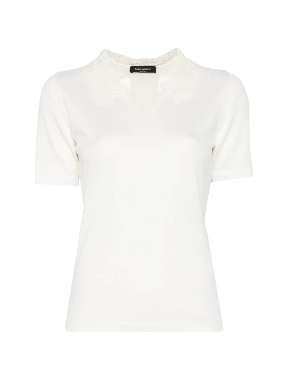 Top con cuello de pico y detalle de encaje