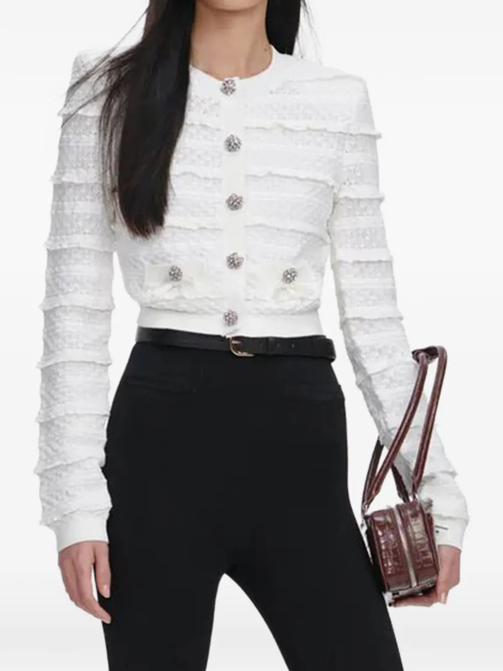 pointelle-knit cardigan