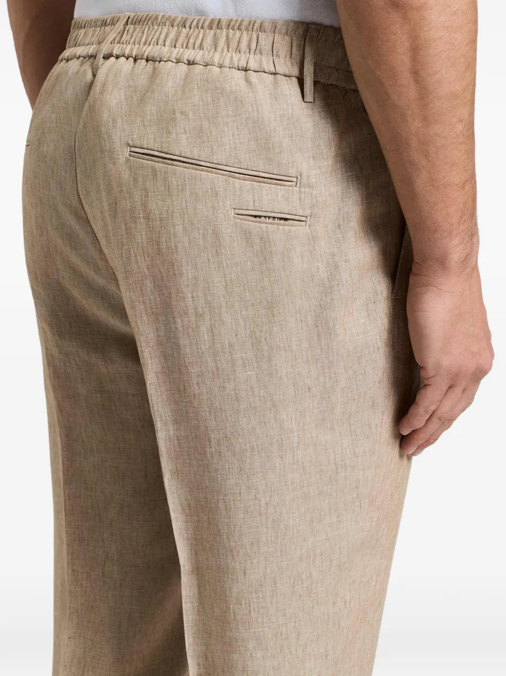 elasticated-waistband turn-up trousers