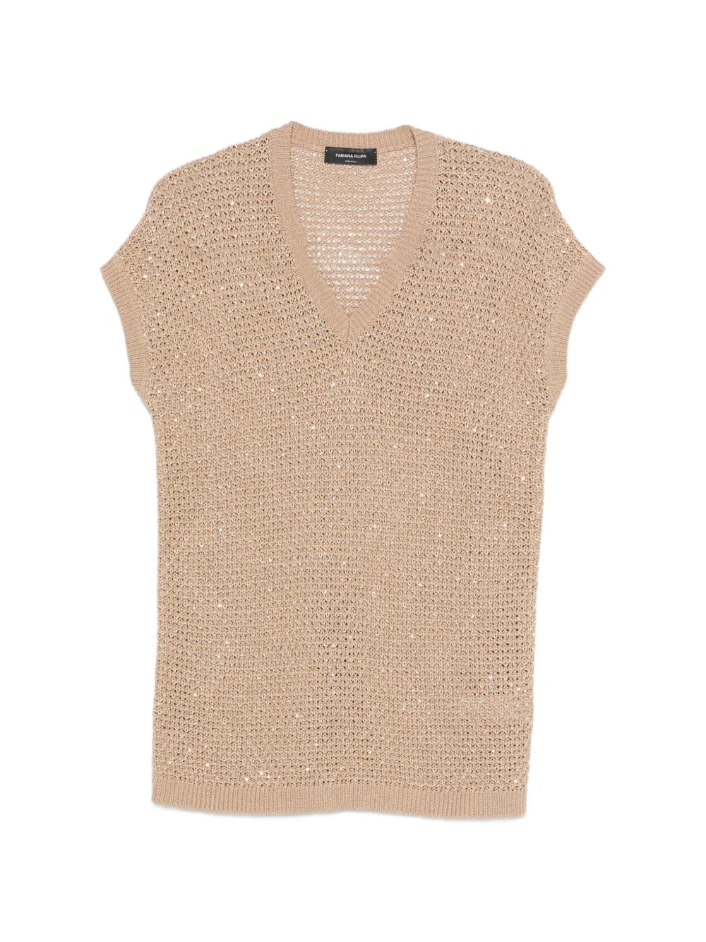 chaleco con cuello en V y lentejuelas