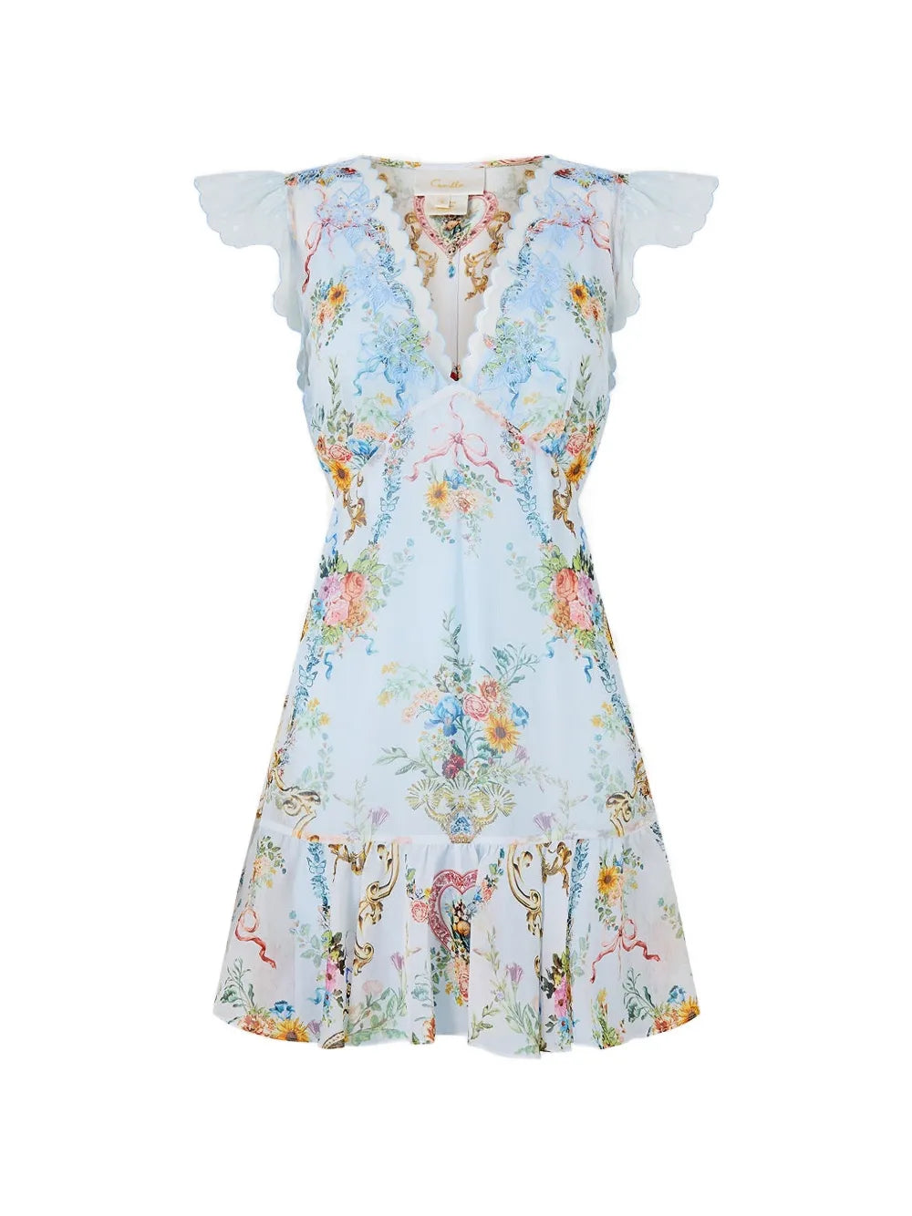 ruffled-sleeve mini dress