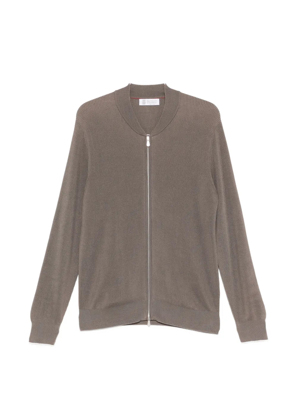 ribbed zip-fastening cardigan