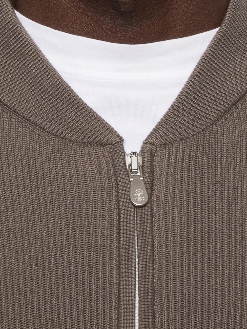ribbed zip-fastening cardigan