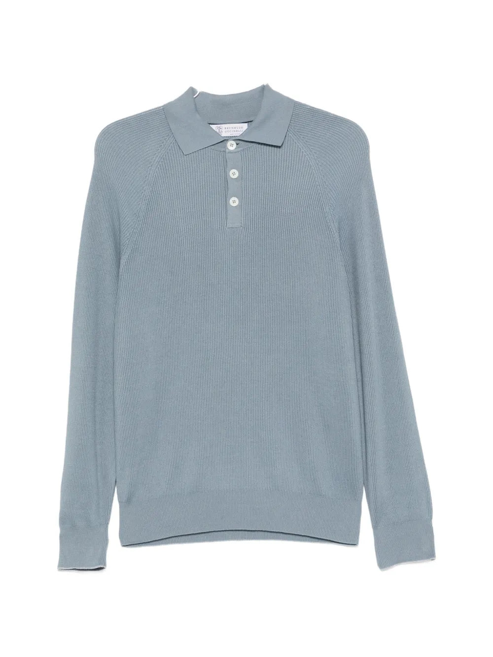 ribbed long-sleeve polo shirt