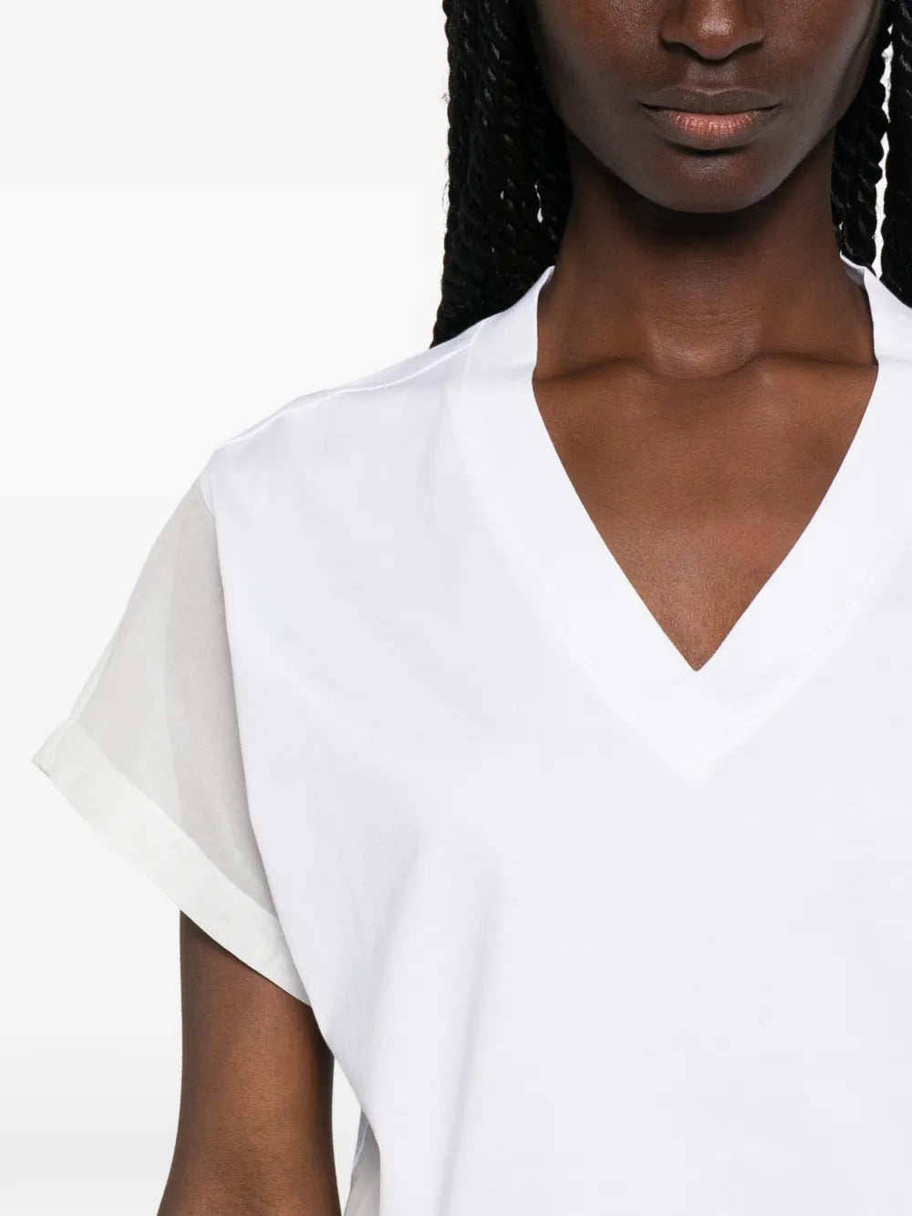 sheer-panel V-neck T-shirt