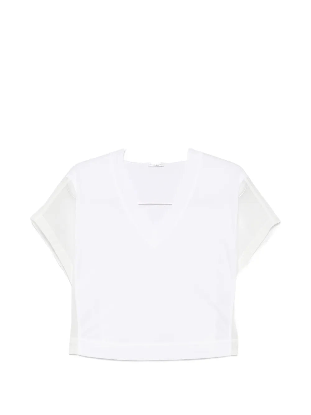 sheer-panel V-neck T-shirt