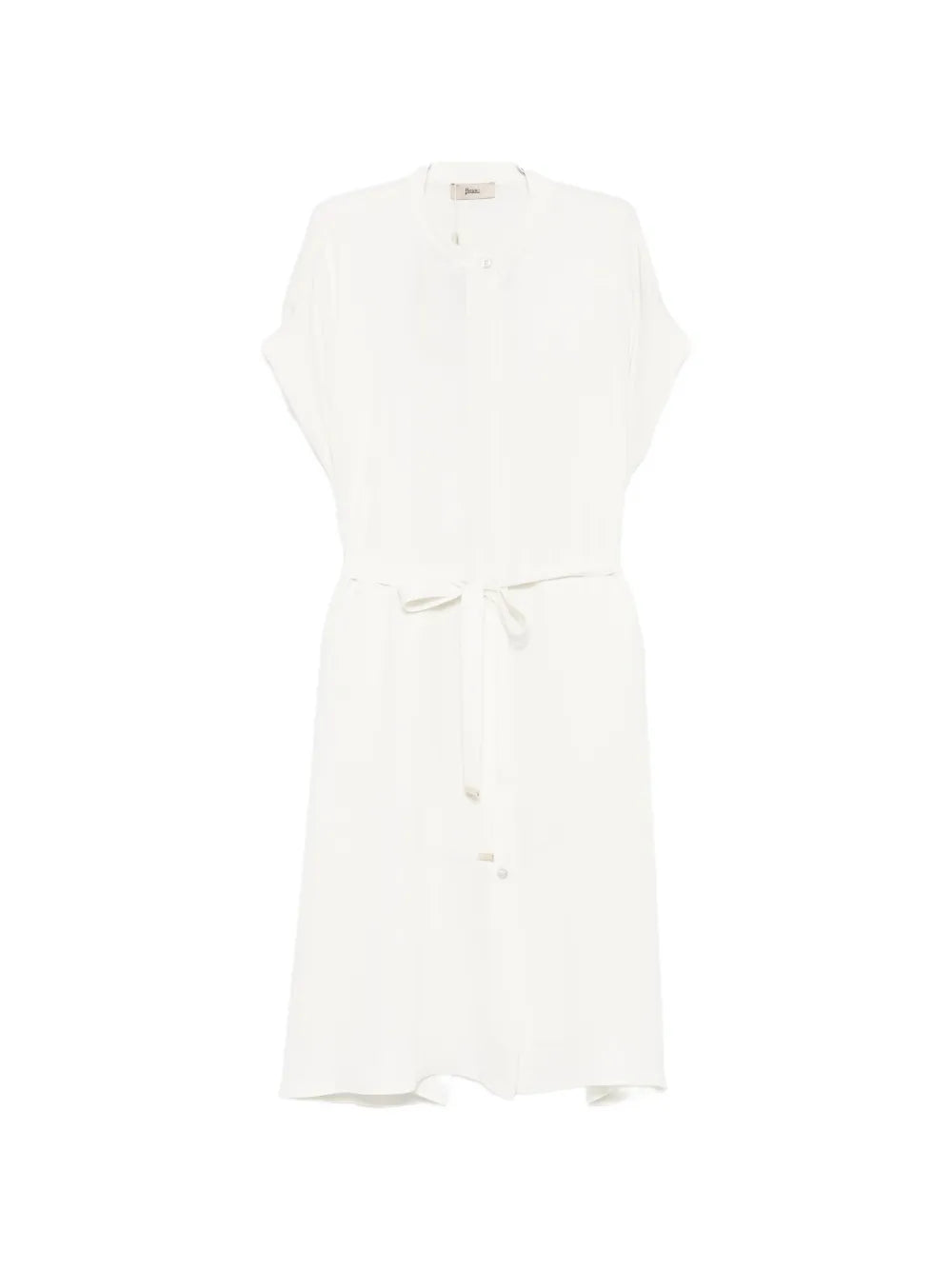 vestido midi de manga corta con cuello mao