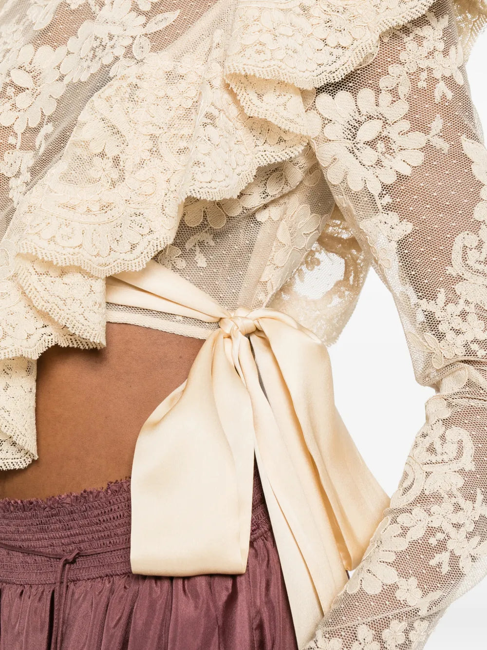 Luna ruffled lace-embroidered top