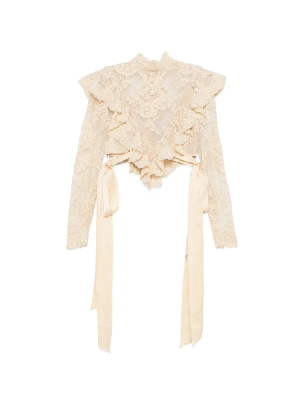 Luna ruffled lace-embroidered top