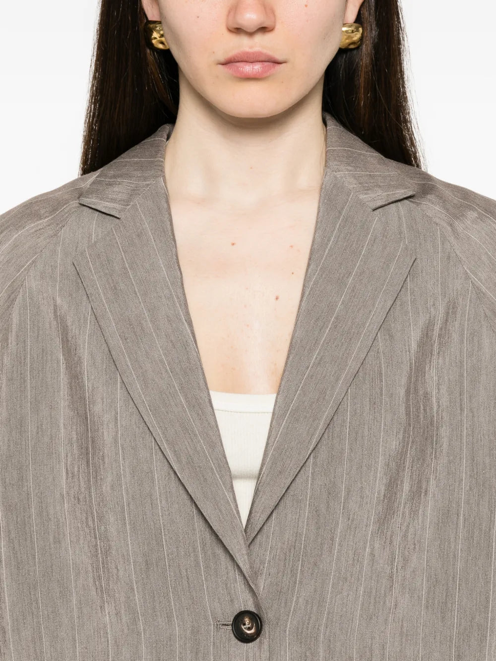 pinstripe-pattern notched-lapels jacket