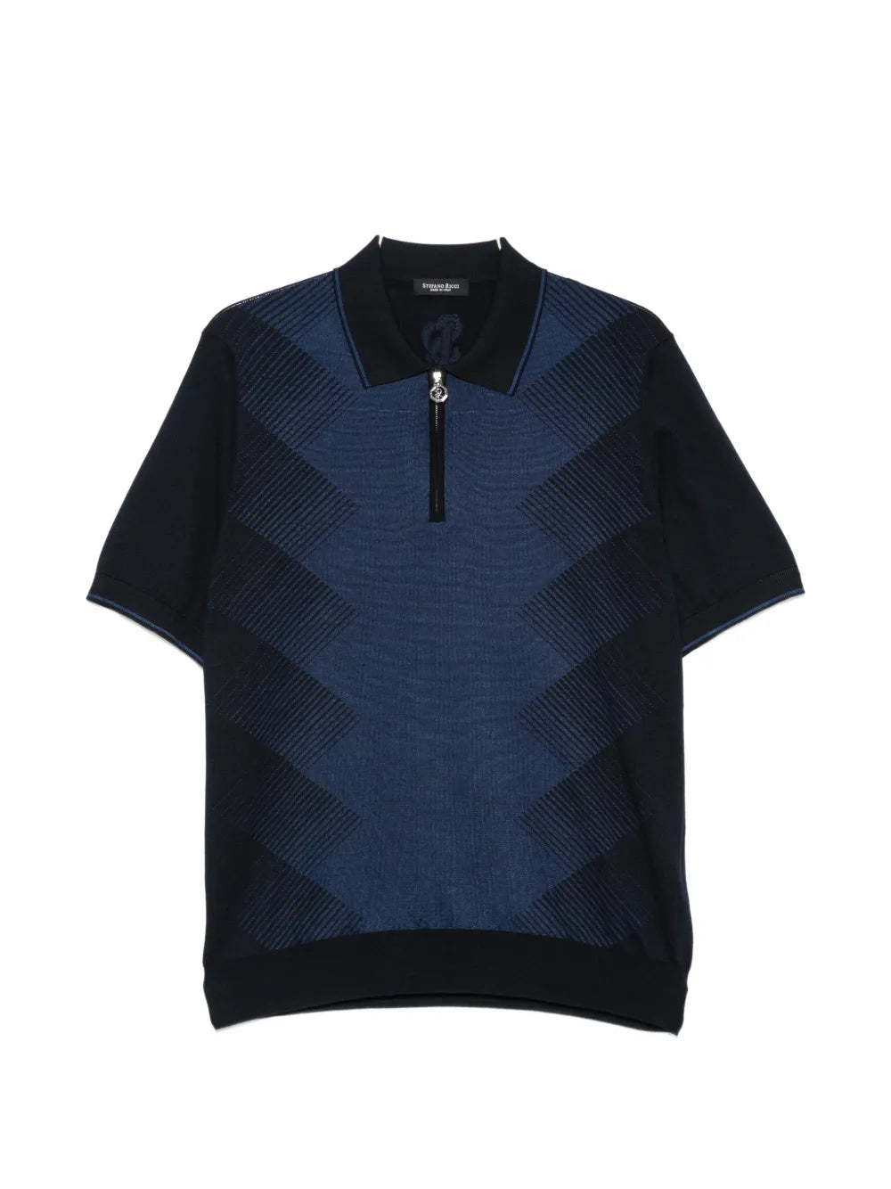 zip-fastening patterned polo shirt