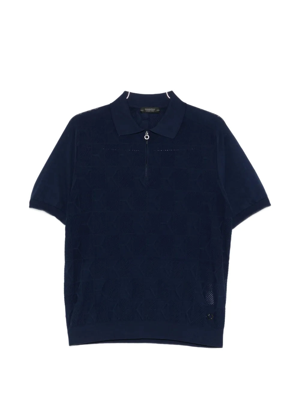patterned zip-fastening polo shirt