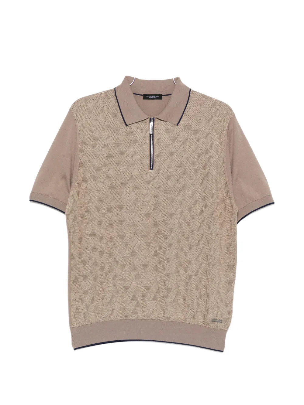 patterned zip-fastening polo shirt