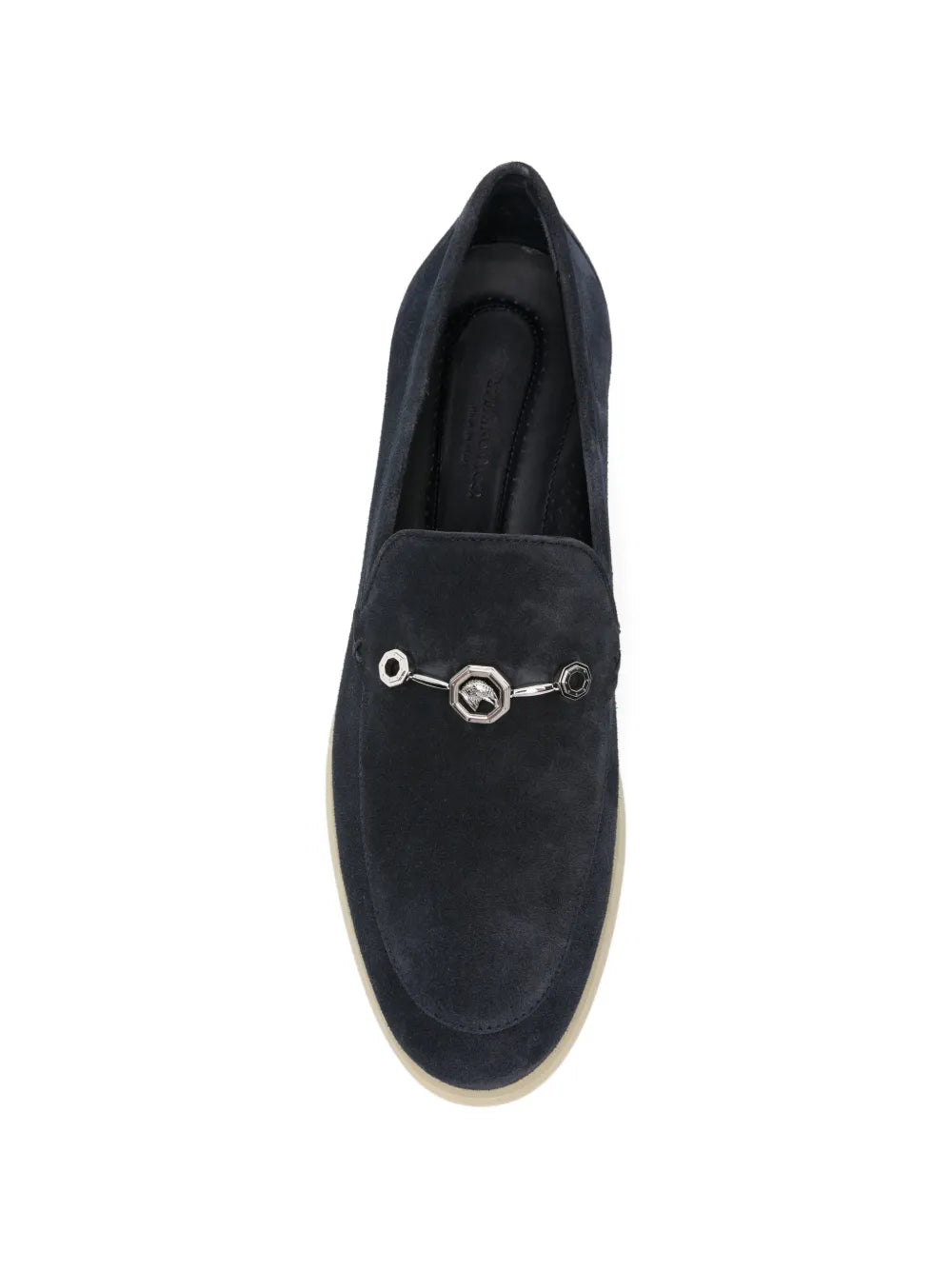 logo-plaque suede loafers