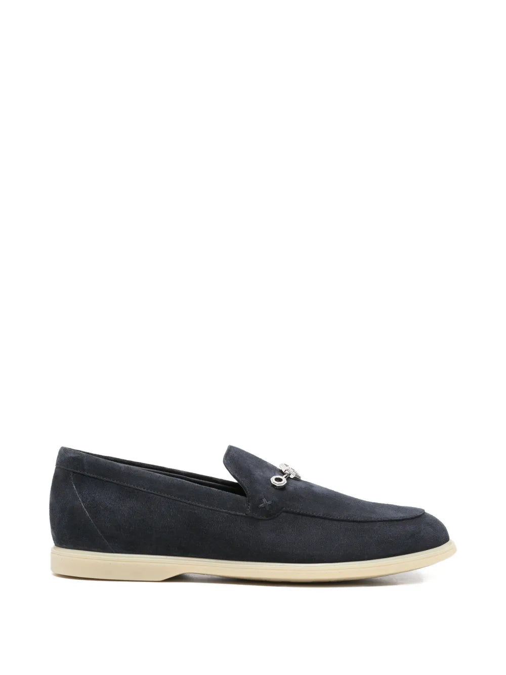 logo-plaque suede loafers