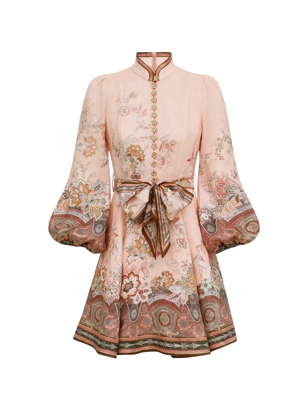 floral-print puff-sleeve dress
