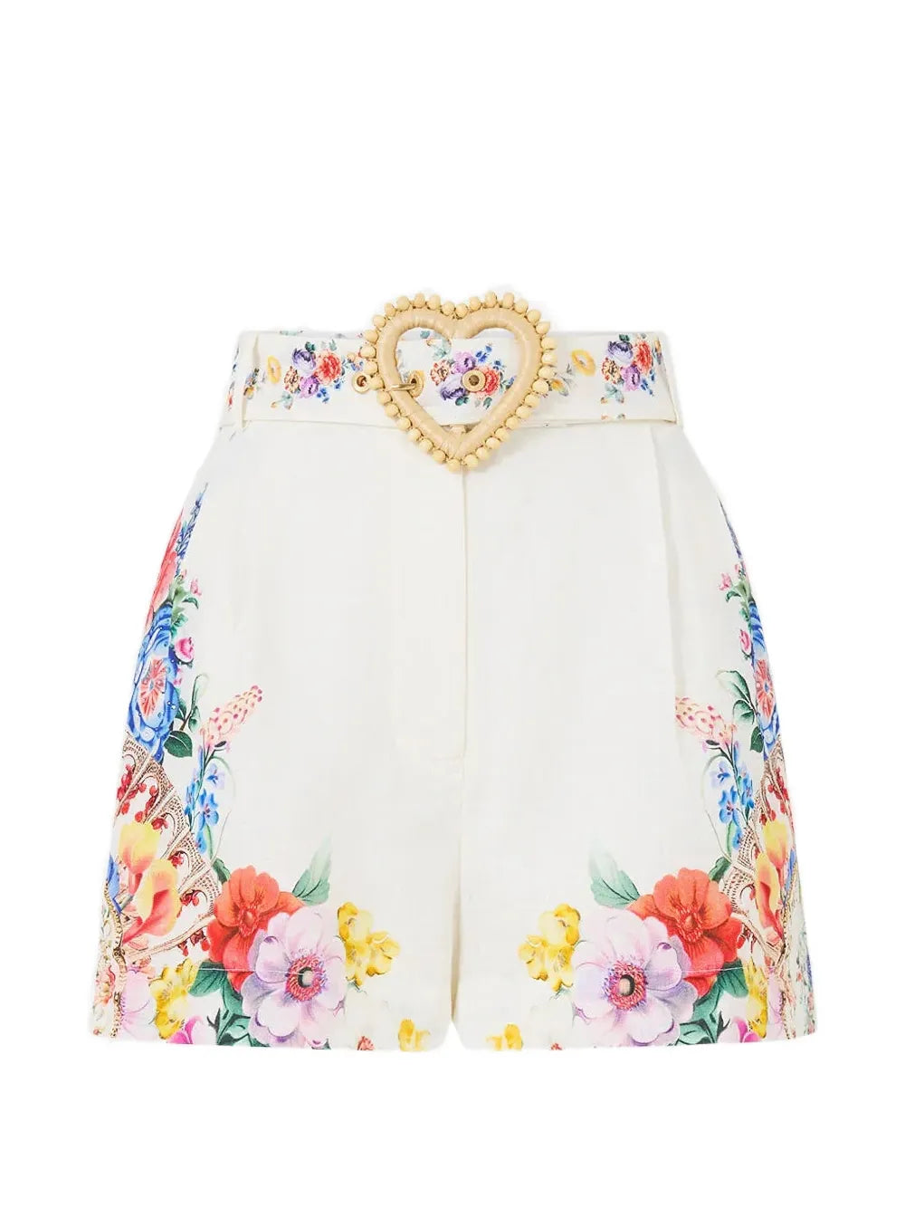 floral-print belted shorts