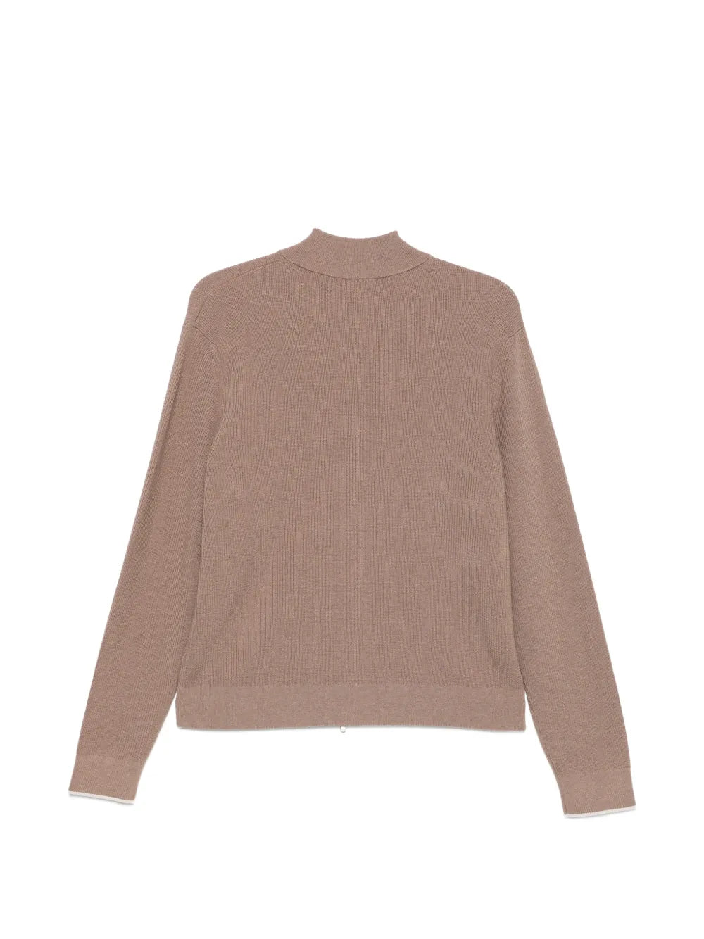 ribbed-knit zip-up cardigan