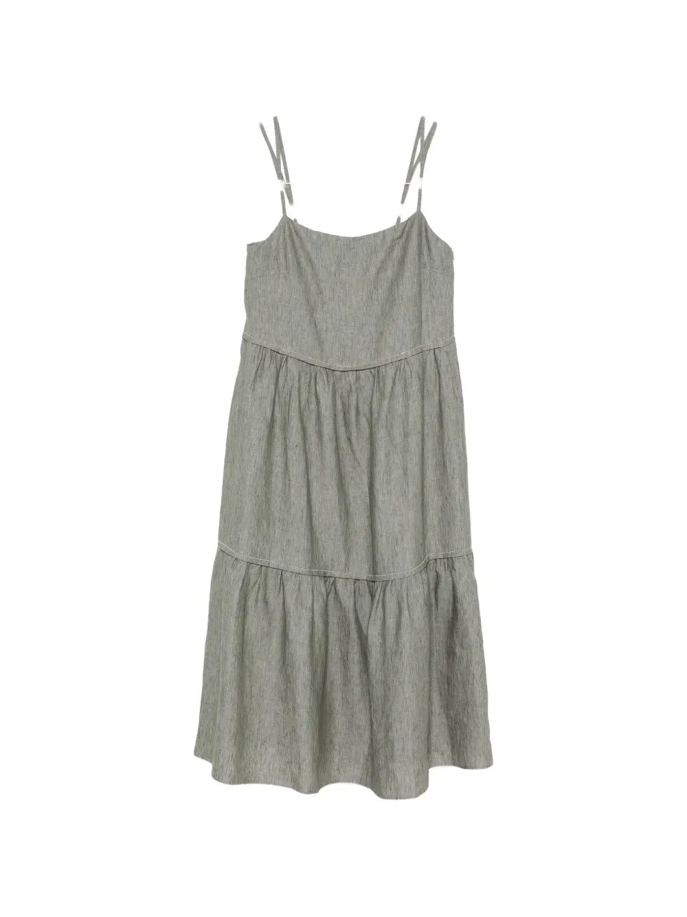 tiered sleeveless midi dress