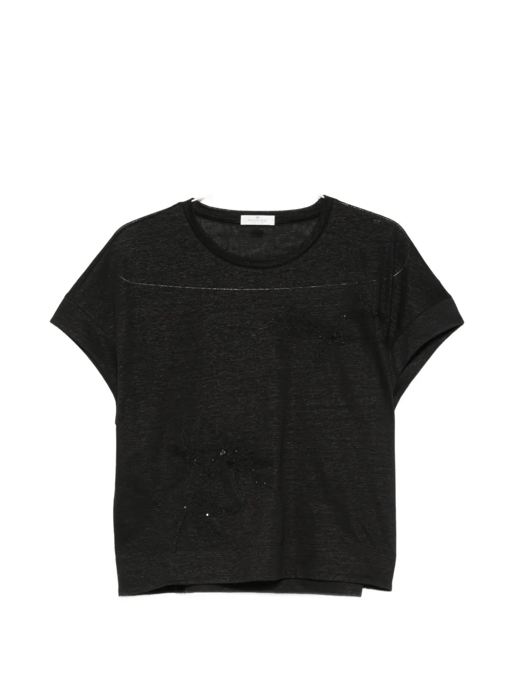 sequin-embellished floral-embroidered T-shirt