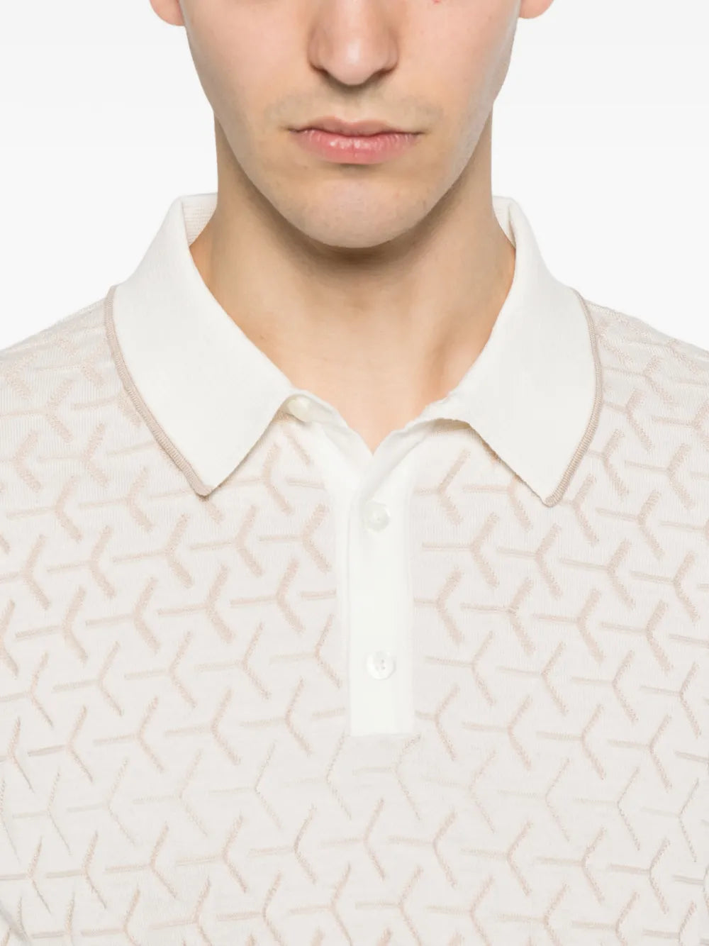geometric-pattern polo shirt