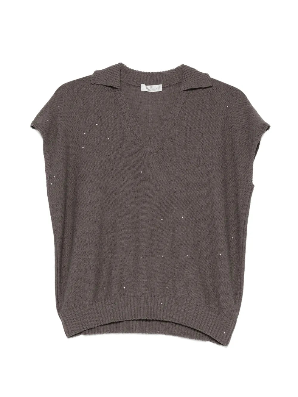sequin-embellished V-neck T-shirt