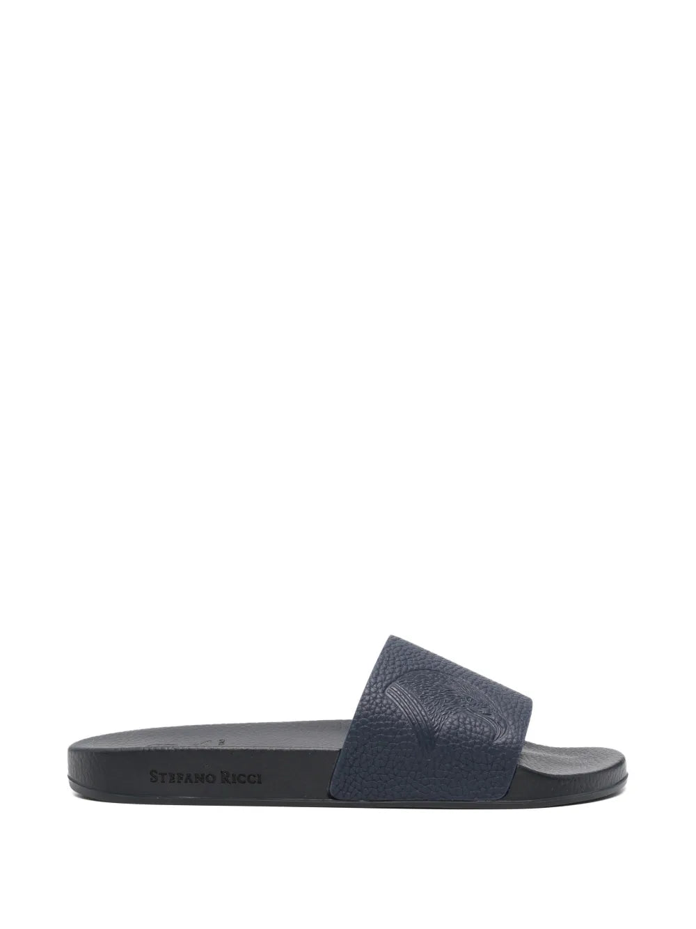 eagle-embossed leather slides