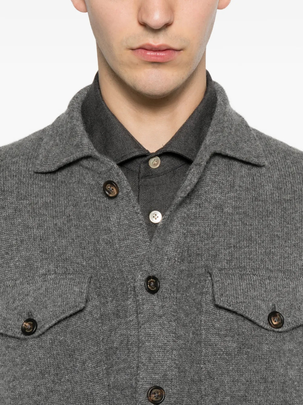 button-up flap-pocket cardigan