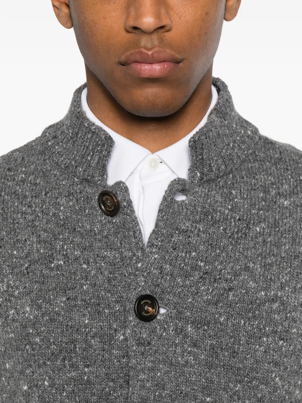 flecked-knit button-up cardigan