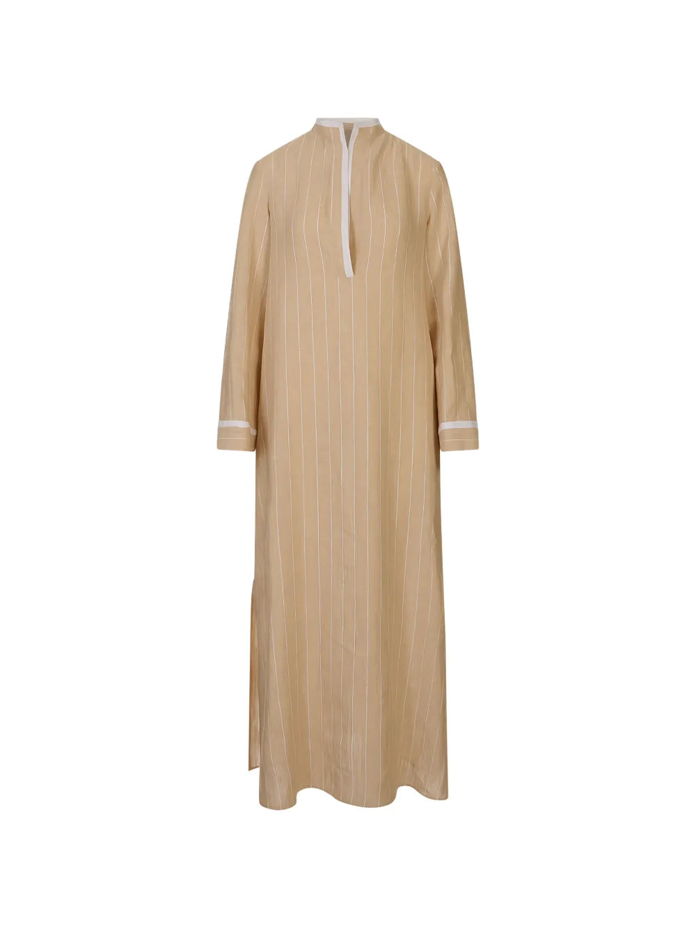 pinstriped long-sleeve dress